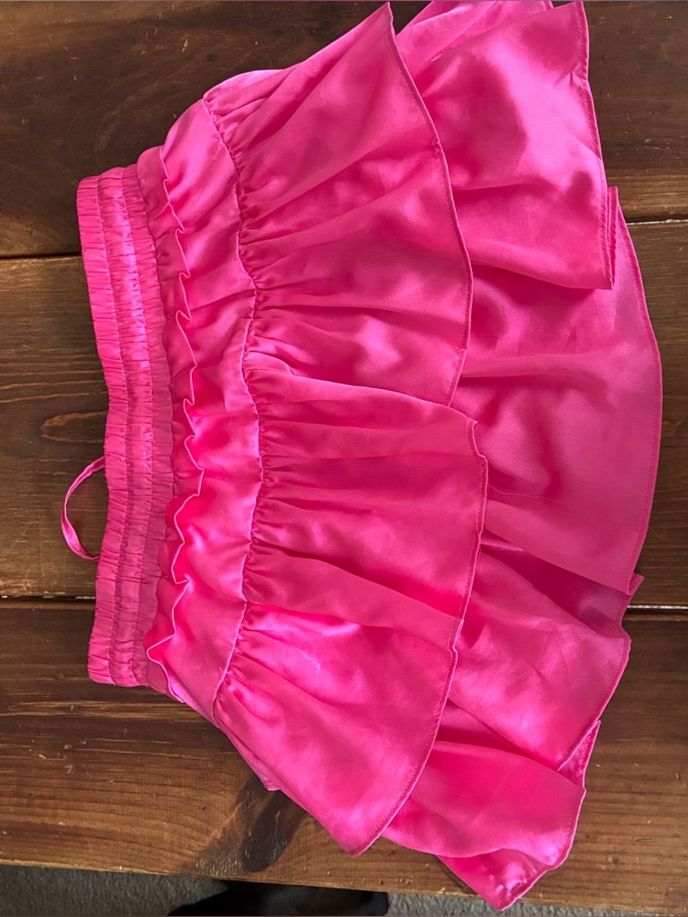 Pink Ruffled Satin Mini Skirt - Picture 2 of 2